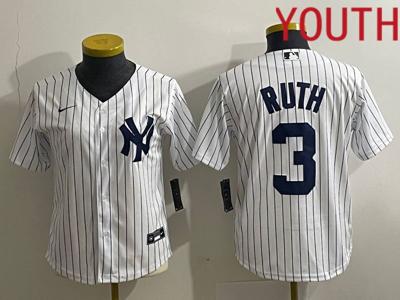 Youth New York Yankees #3 Ruth White Nike Game MLB Jersey->youth mlb jersey->Youth Jersey